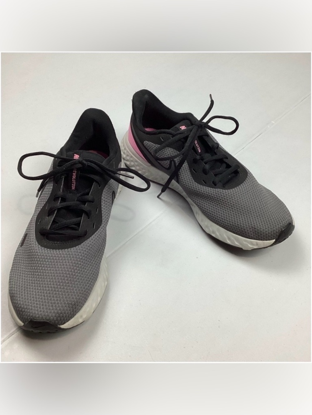 Nike Revolution Gray and Pink Athletic Sneakers